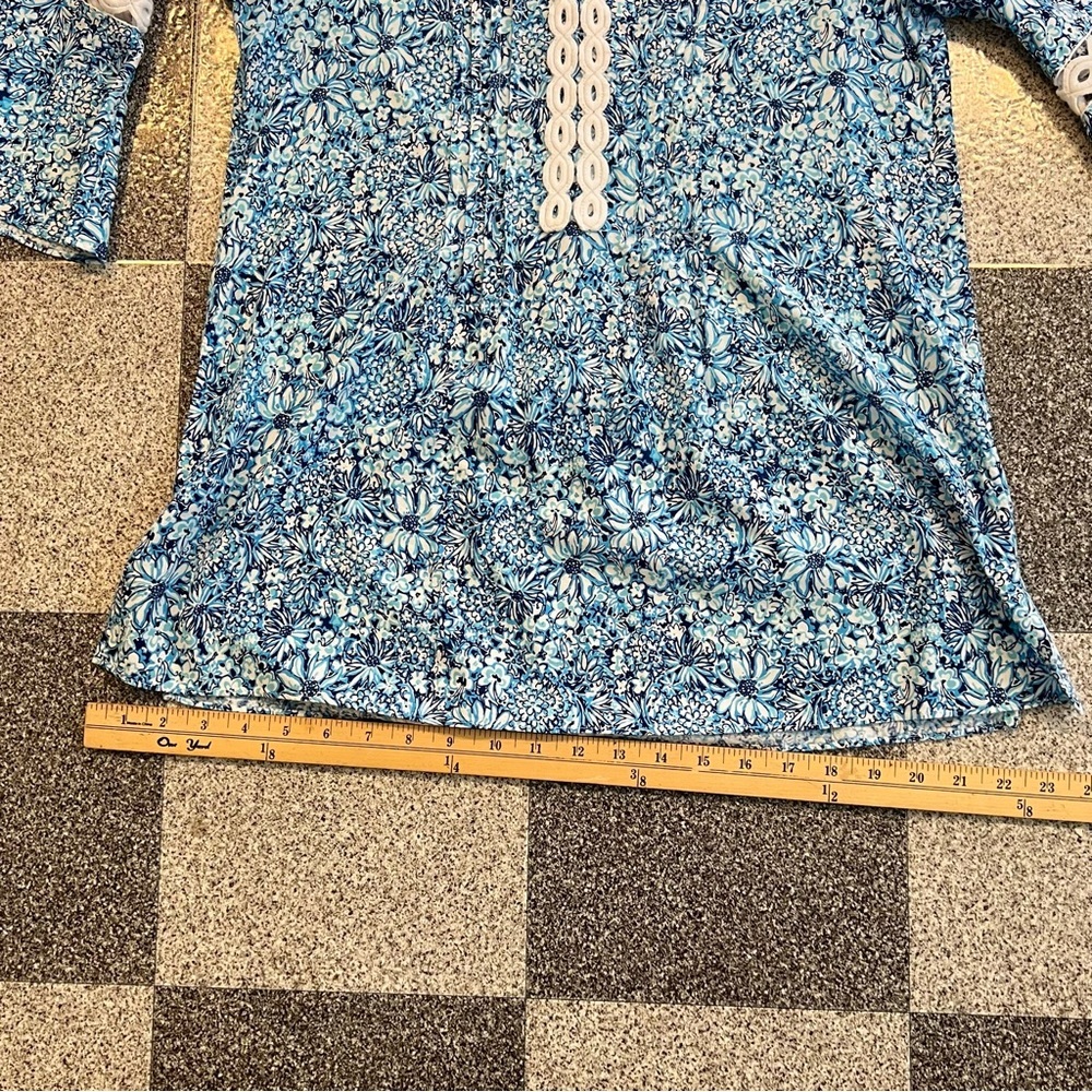 Lilly Pulitzer Hollie Tunic Top- Blue and White XS - Picture 7 of 11